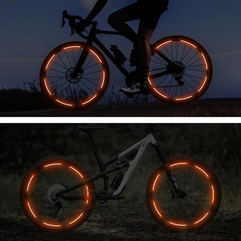 TOMALL 40pcs Reflective Wheel Rim Stripe Decals for Bicycle, Car, Cycling, Bike, Motorcycle - Night Reflective Safety Decoration Stripe Universal Rim Stickers (Orange) - Image 4